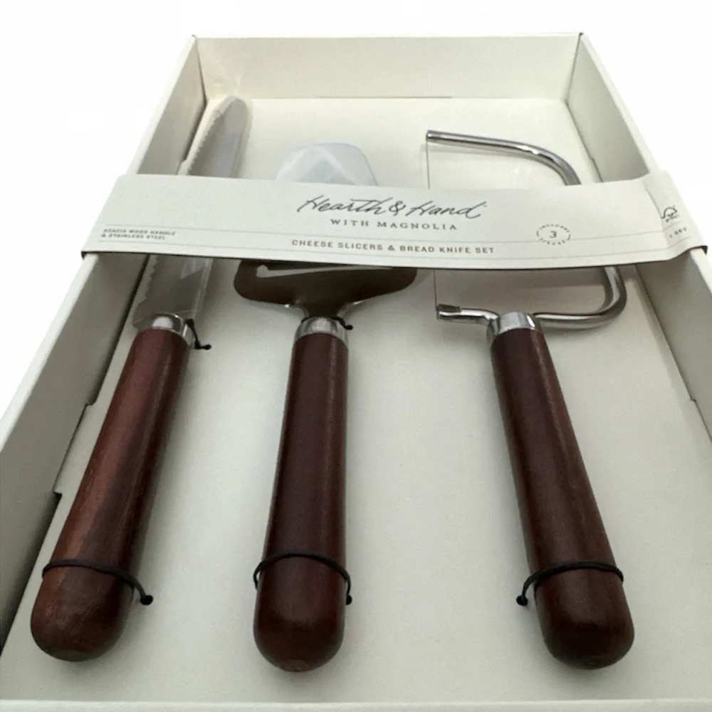 Hearth & Hand Set of 3 Cheese and Bread Knives Dark Brown
